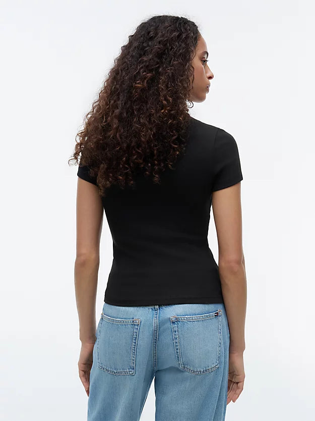 Badge Ribbed Slim T-Shirt