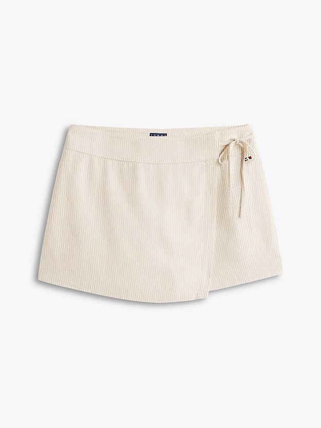 Side Tie Linen Blend Skort