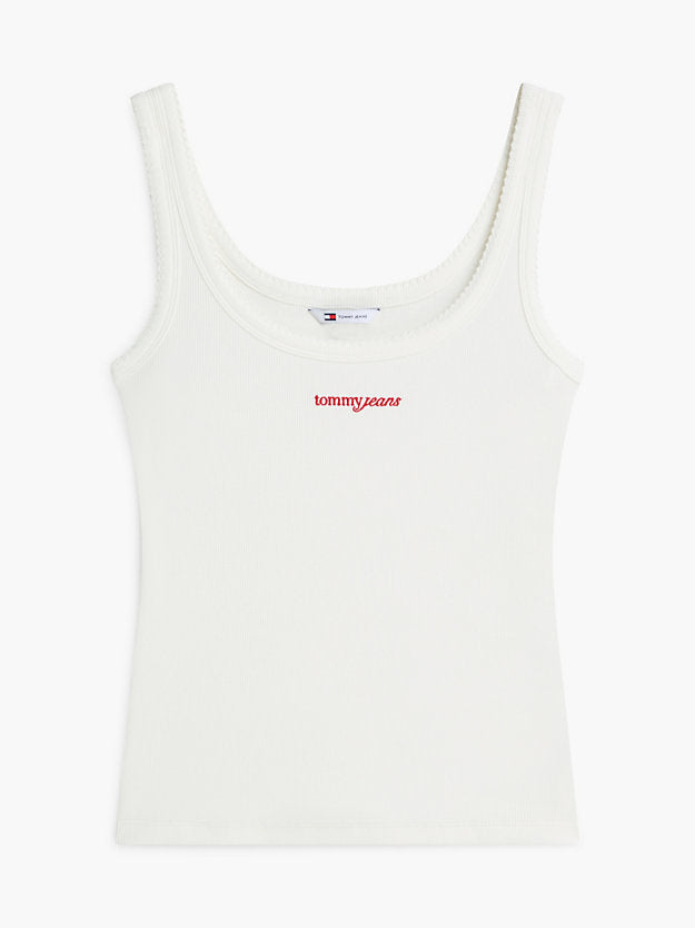 Logo Embroidery Slim Ribbed Tank Top