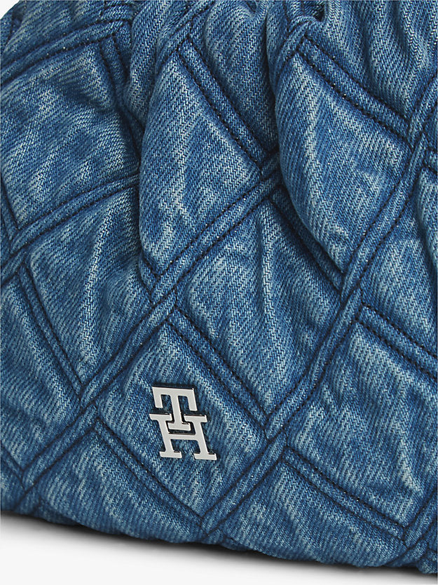 Quilted Denim Monogram Crossbody Bag