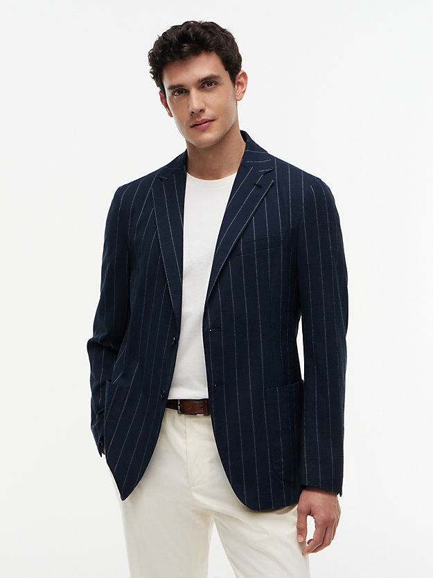 Flex Pinstripe Regular Fit Seersucker Blazer