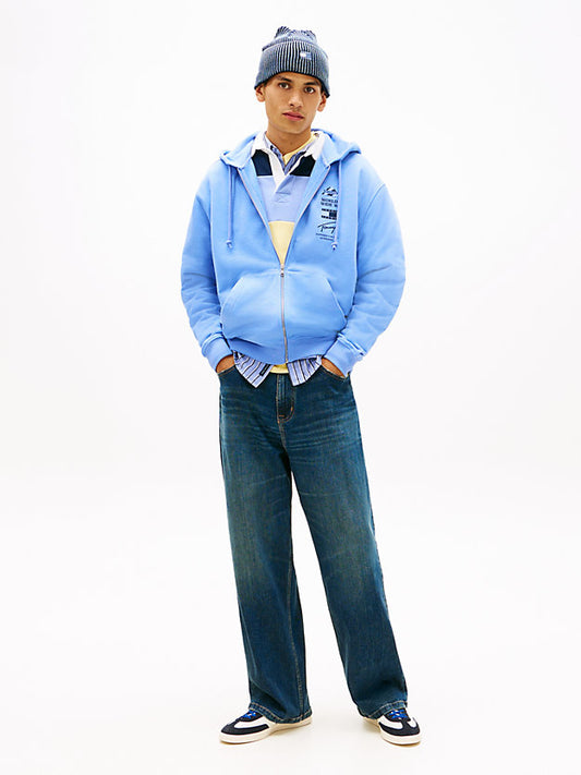 Back Graphic Relaxed Terry Zip-Thru Hoody