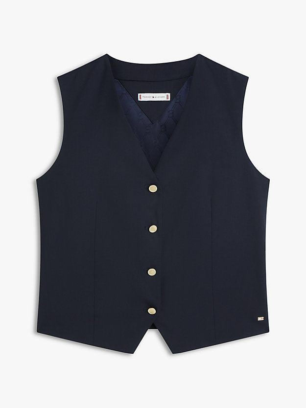 Timeless Wool Blend Gold-Tone Button Waistcoat