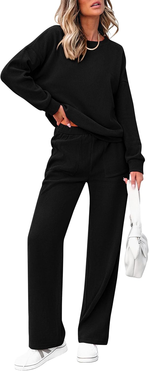 Ensemble décontracté deux pièces en coton pour femme : sweatshirt demi-zip oversize et pantalon de survêtement large