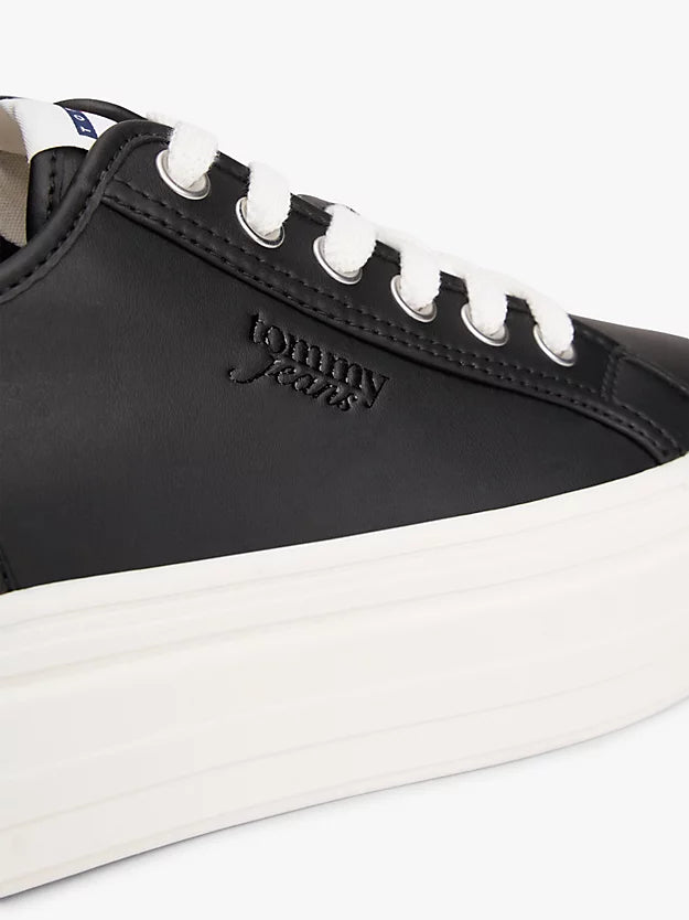Debossed Logo Platform Trainers WiLeather