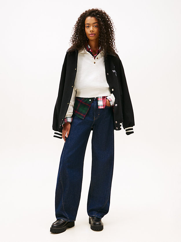 Mid Rise Twisted Tapered Barrel Leg Jeans