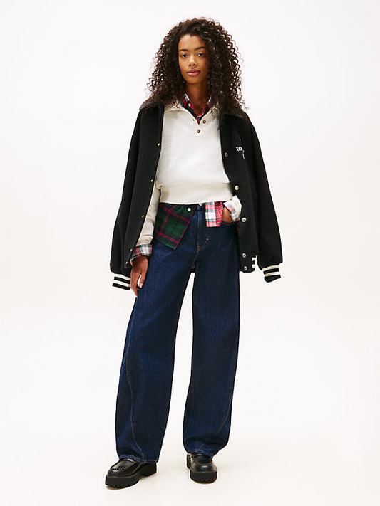 Mid Rise Twisted Tapered Barrel Leg Jeans