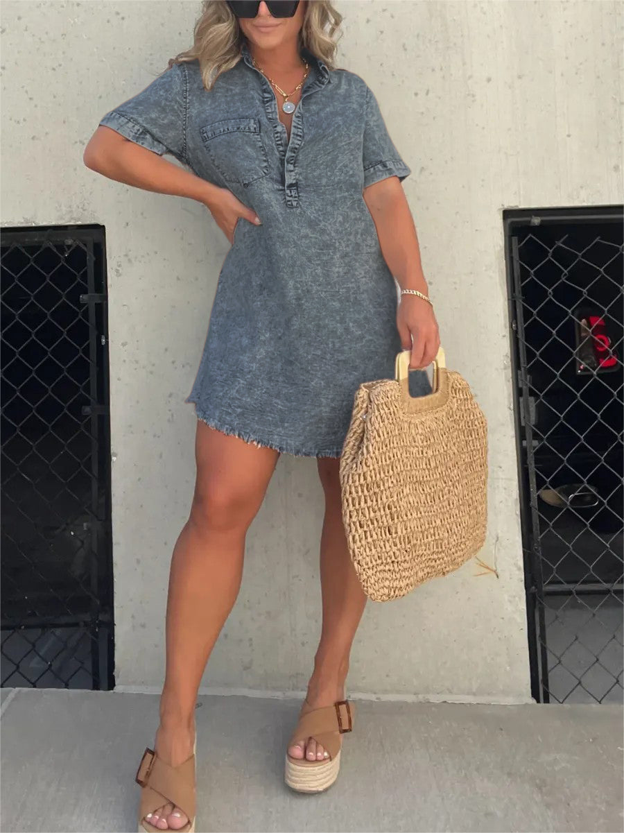 Nouvelle robe chemise lavée pour femme (2 achetées, livraison gratuite)