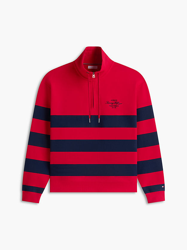 Stripe Mock Neck Quarter-Zip Sweatshirt
