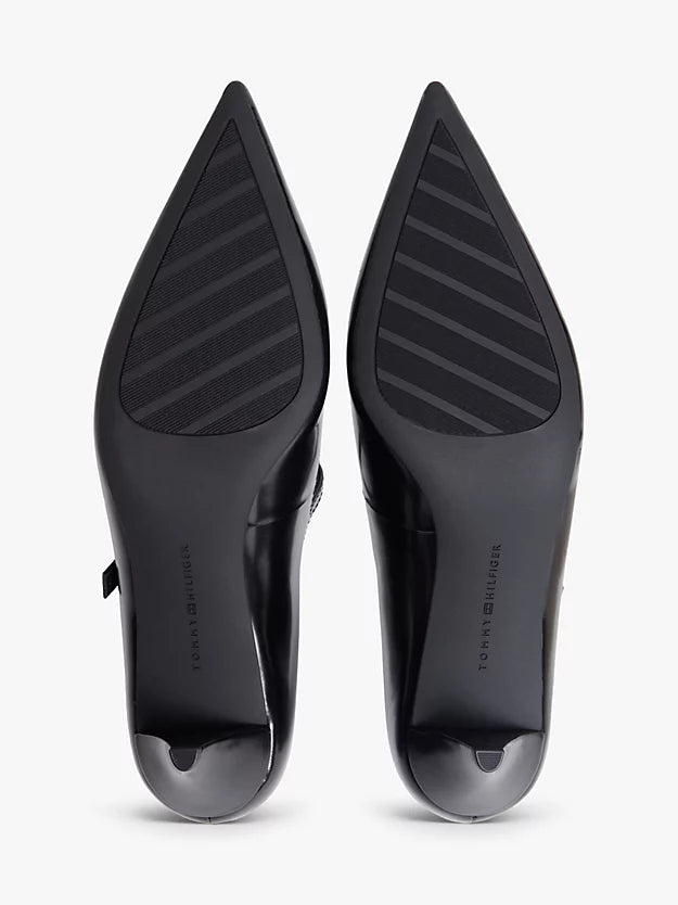 Shiny Leather Buckle Pointed Toe Heels