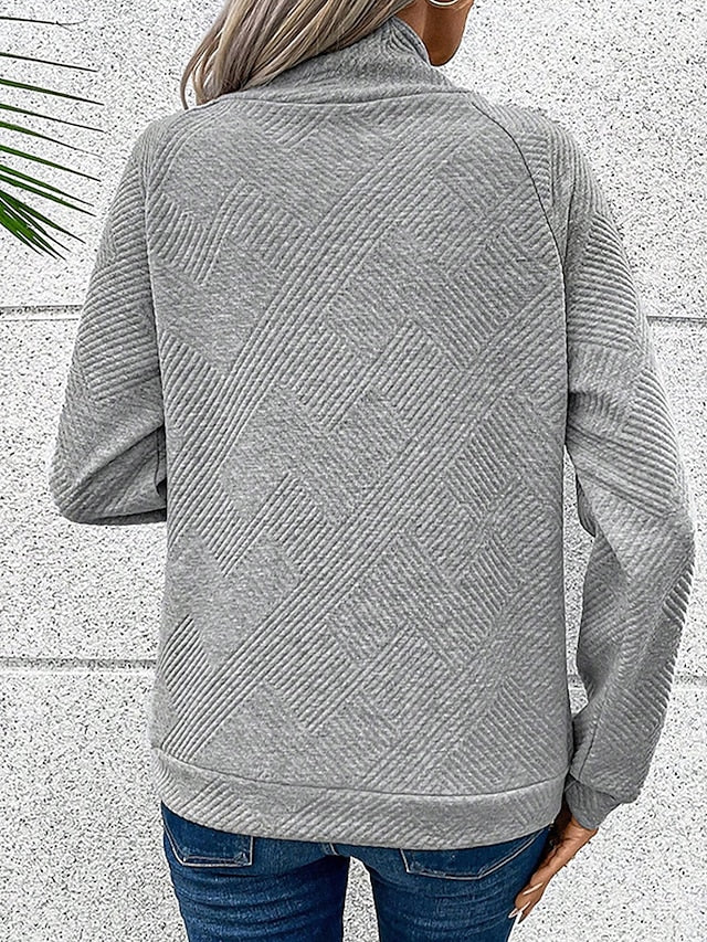 🎄Déstockage de Noël🔥Sweat-shirt femme col montant boutonné, design original