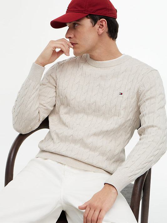Flag Embroidery Cable Knit Jumper