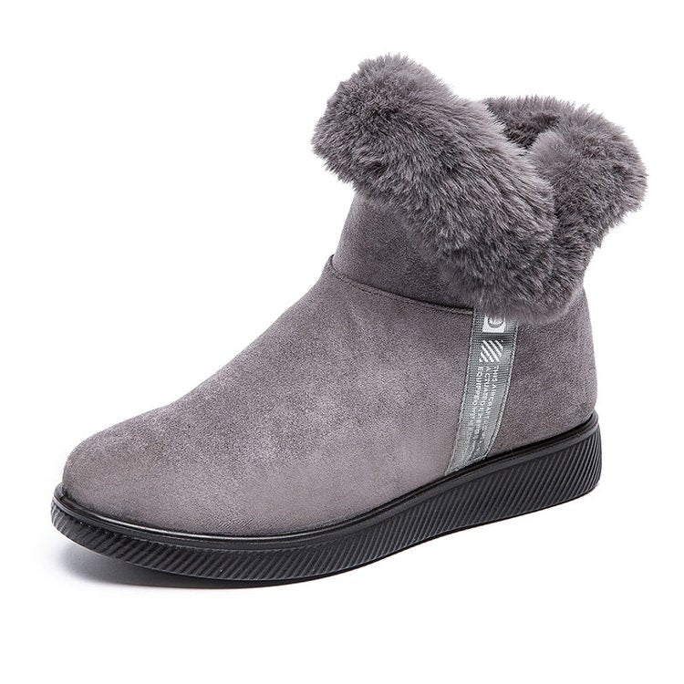 Damen Plüsch-Skistiefel mit seitlichem Reißverschluss