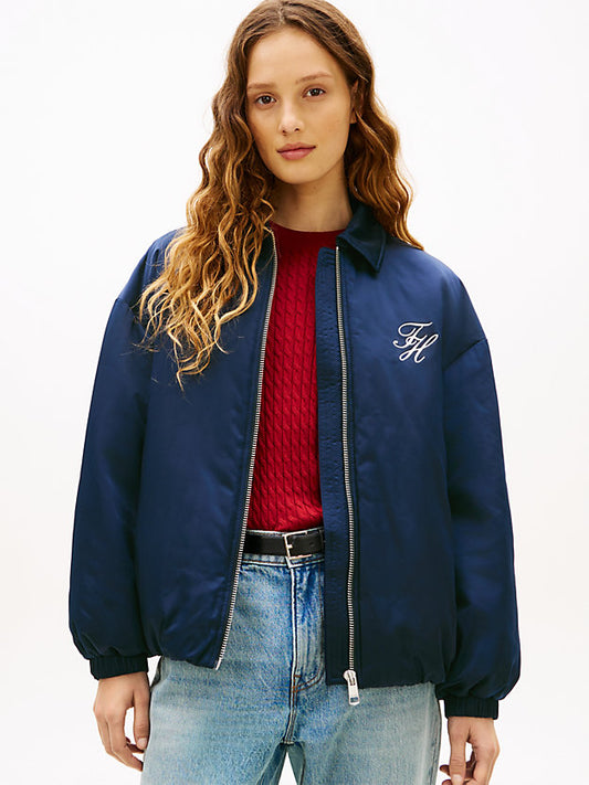 Water Repellent Satin Relaxed Padded Jacket