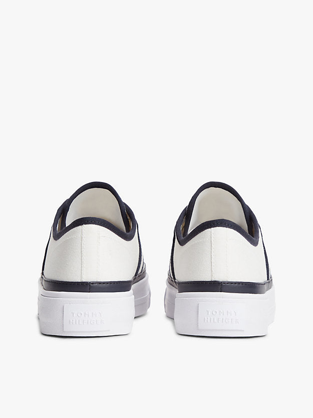 Contrast Piping Canvas Platform Trainers