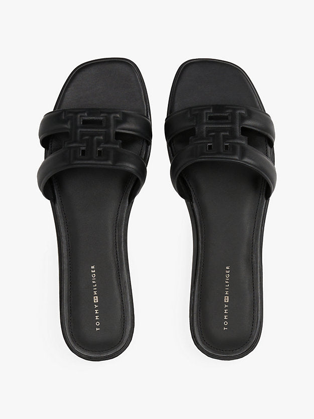 Leather Monogram Strap Mules