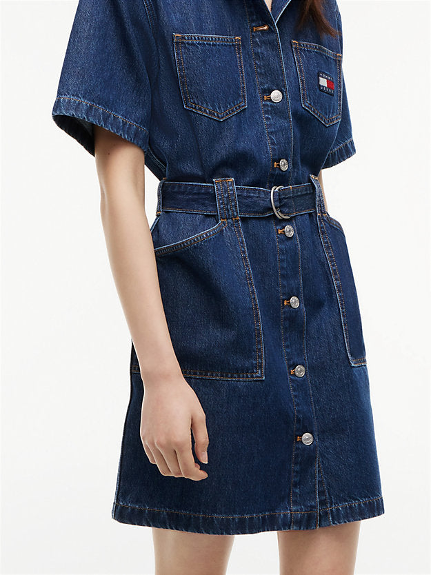 Denim Utility Short Sleeve Shirt Dress