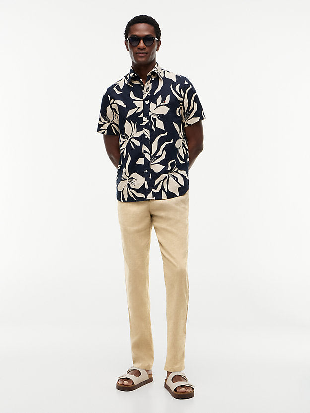 Harlem Tapered Leg Linen Blend Chinos