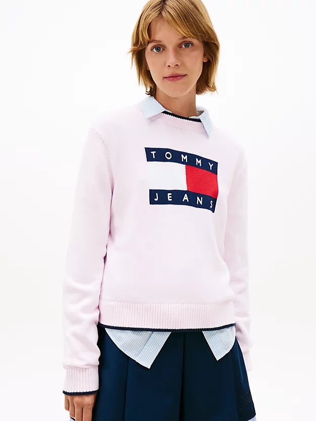 Intarsia Flag Badge Tipped Relaxed Jumper