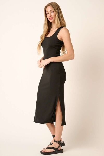 Mittoshop Midi-Tanktop-Kleid mit Seitenschlitz und breiten Trägern