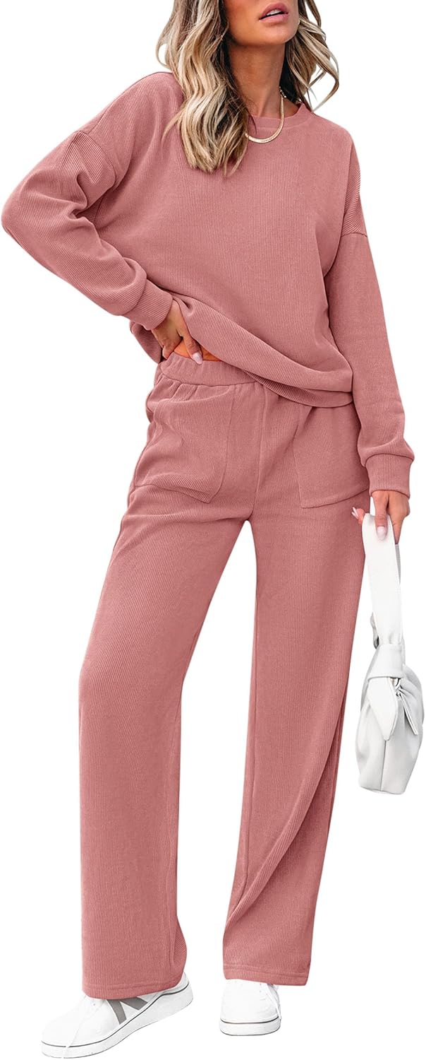Ensemble décontracté deux pièces en coton pour femme : sweatshirt demi-zip oversize et pantalon de survêtement large
