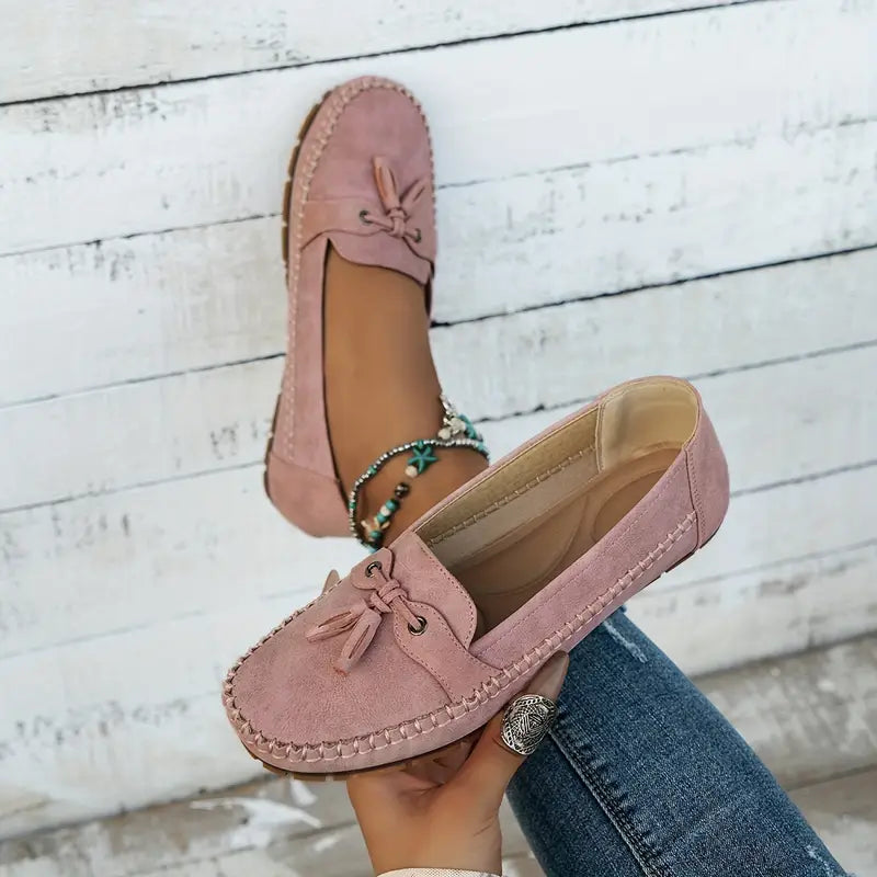 Mocassins pour femme avec nœud, confortables, souples, style vintage