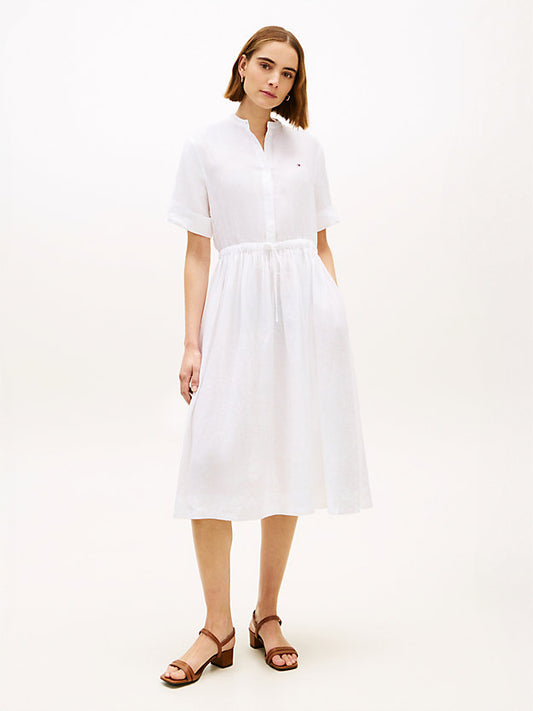 Pure Linen Midi Shirt Dress