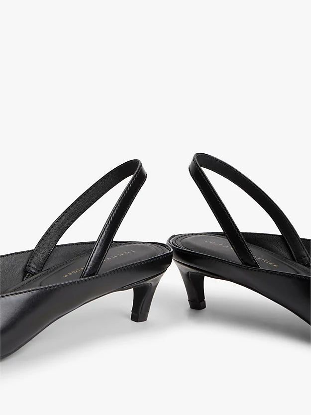 Leather Kitten Heel Slingbacks