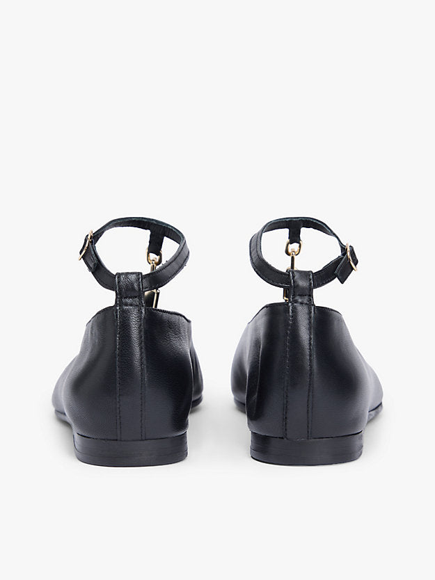Leather T-Bar Chain Ballerinas