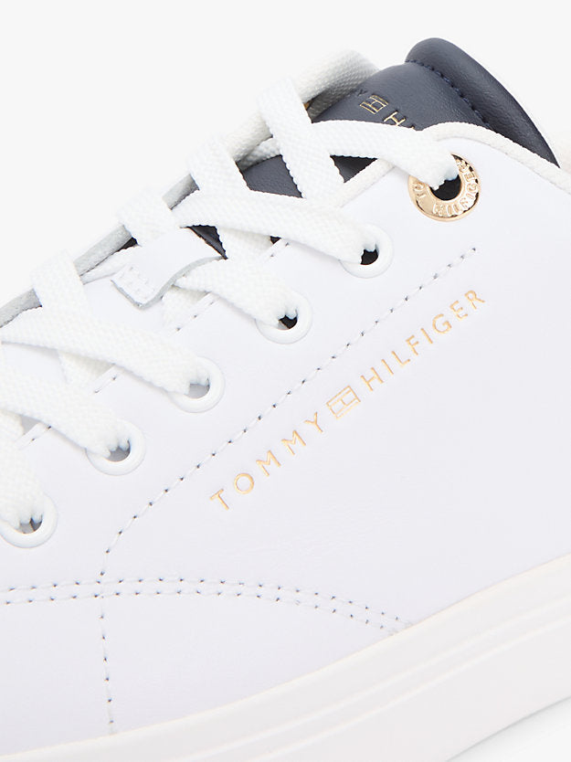 Leather Metallic Logo Cupsole Trainers