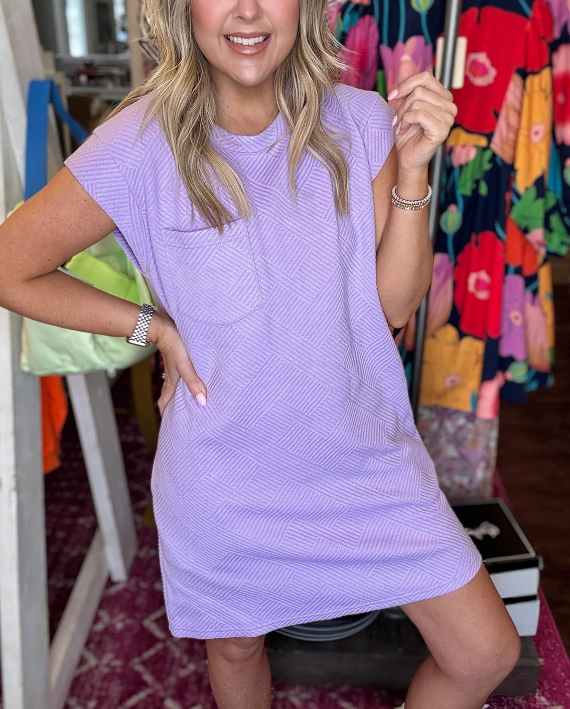 Robe texturée unie à manches courtes pour femme (Achetez-en 2, livraison gratuite)