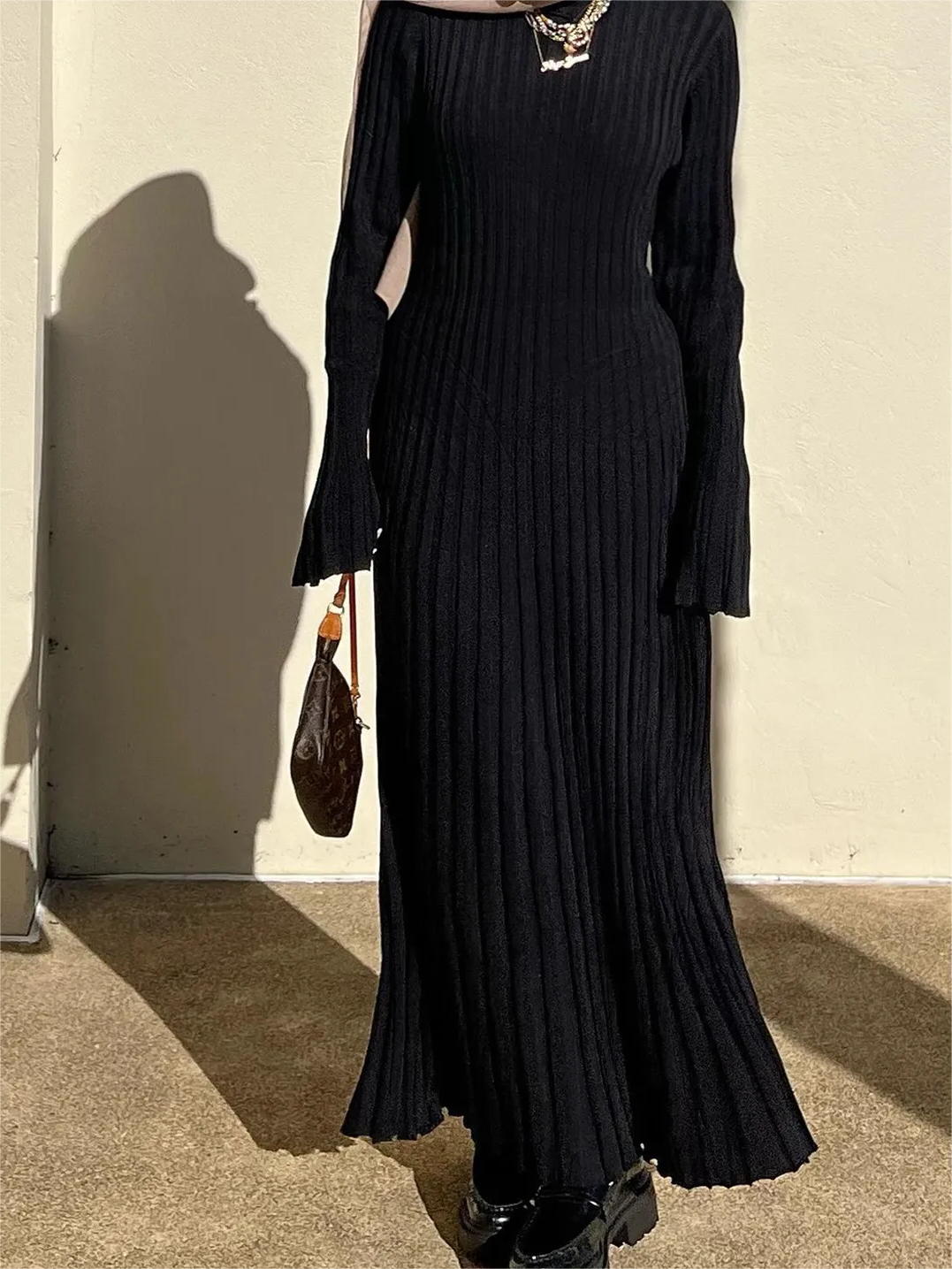 Robe Midi en Tricot à Manches pour l'Automne (Achetez-en 2, Livraison Gratuite)