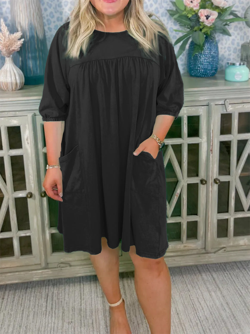 Damen Acid-Washed A-Linien-Freizeitkleid mit Taschen (2 kaufen, kostenloser Versand)