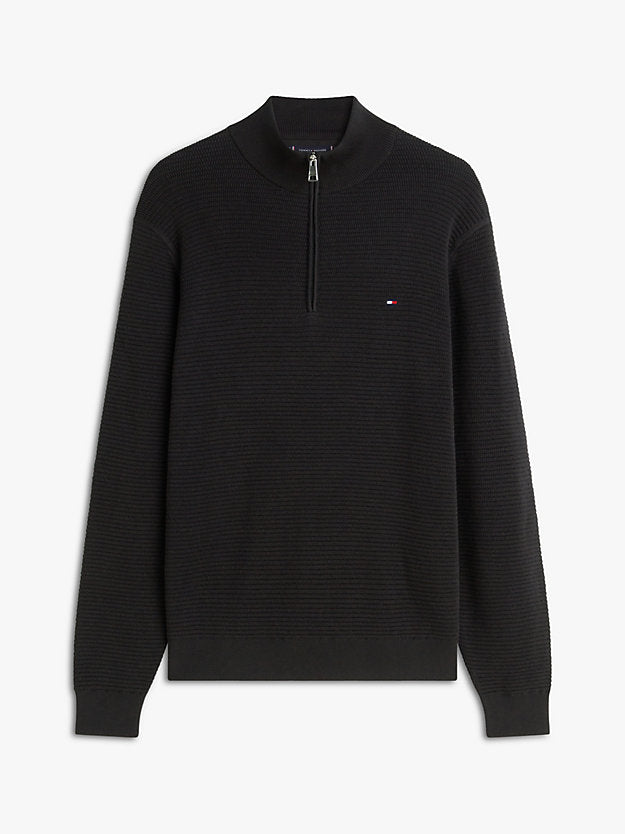 Textured Quarter-Zip Mock Neck Jumper