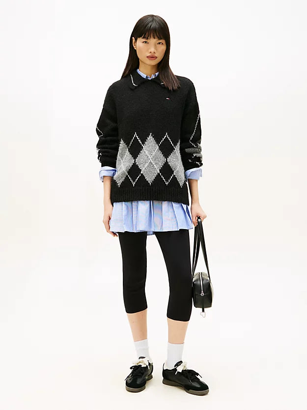Argyle Oversized Polo Jumper WiAlpaca