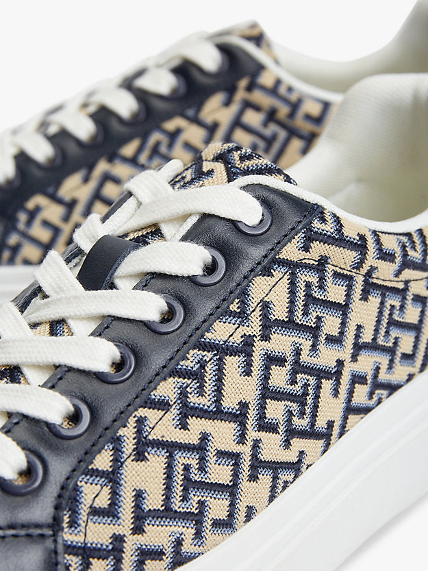 Monogram Platform Textile Trainers