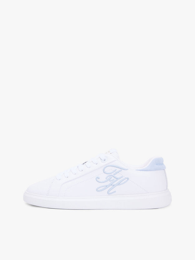 Leather Logo Embroidery Court Trainers