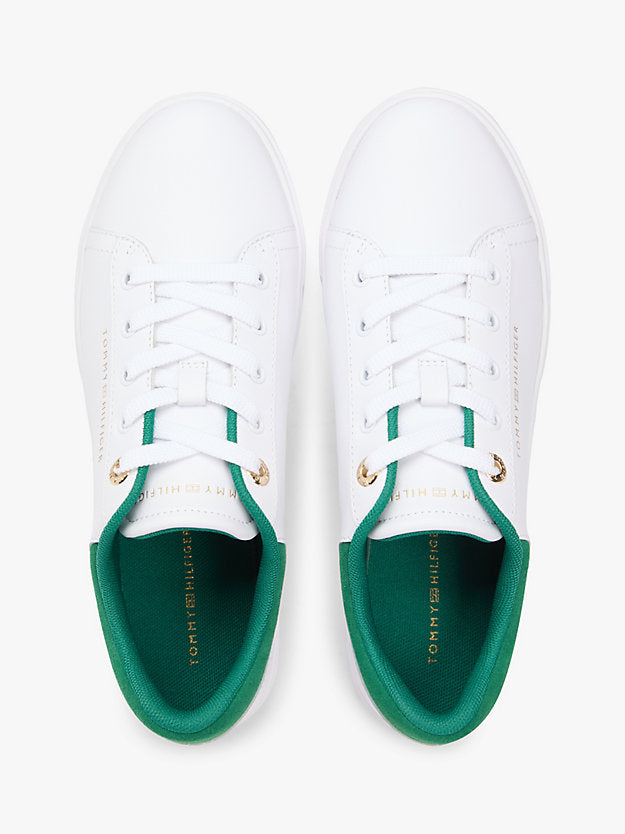 Leather Embossed Logo Cupsole Trainers