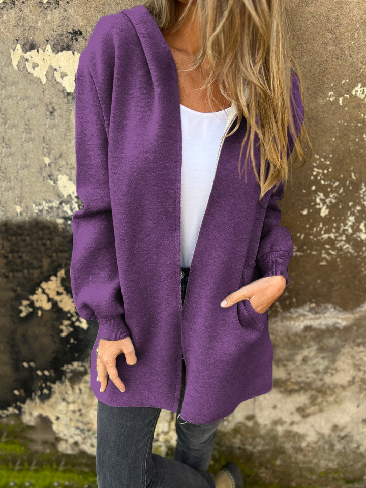CLEARANCE SALE🔥 Rundhals-Reißverschlussjacke mit langen Ärmeln im Freizeit-Look