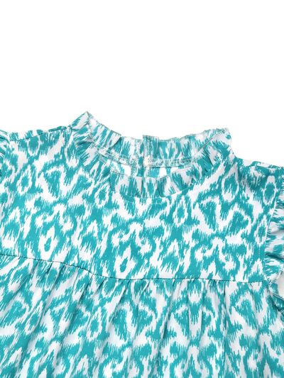 Perfee Bedrucktes ärmelloses Mini-Kleid mit Rüschen