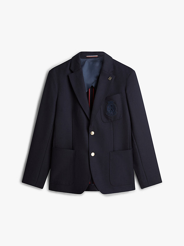 Crest Patch Regular Fit Wool Blazer