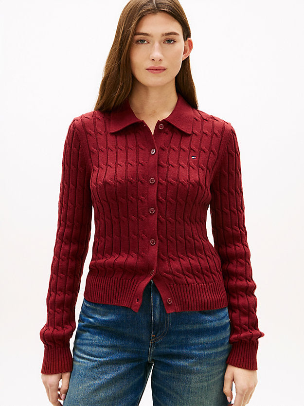 Cable Knit Polo Cardigan