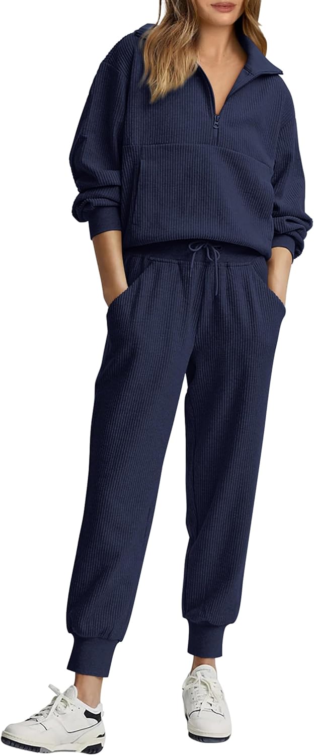NEU 🔥 Zweiteiliges Damen-Set aus Baumwolle: Oversized-Sweatshirt mit Kordelzug und weite Sweatpants im Casual-Stil