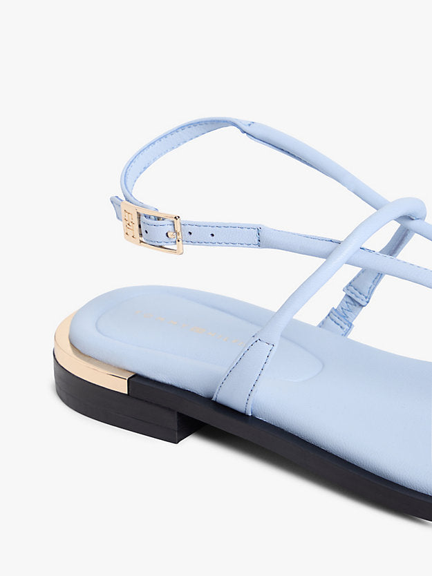 Leather Monogram Gold-Tone Heel Sandals