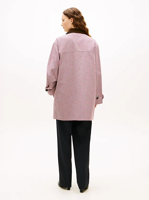 Water Repellent Check Oversized 2-In-1 Coat