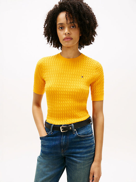 Cable Knit Short Sleeve Jumper