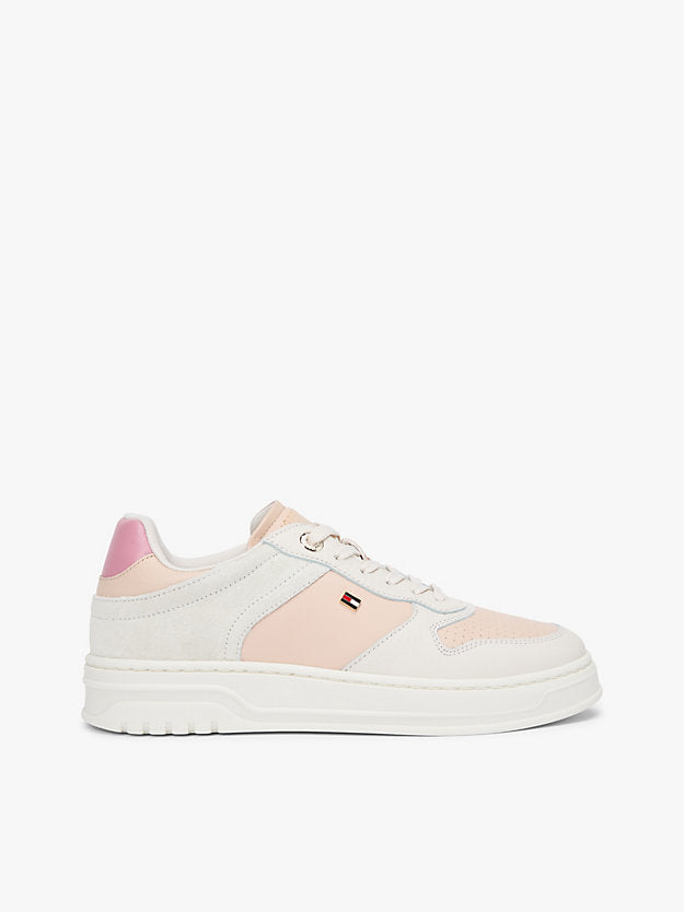 Leather Mixed Texture Cupsole Trainers