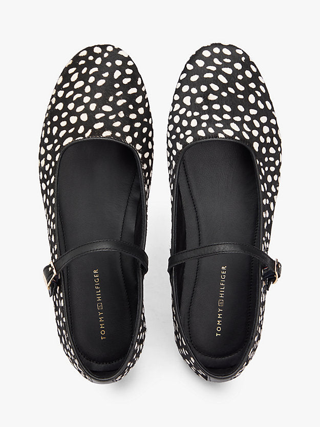 Snow Leopard Print Buckle Ballerinas