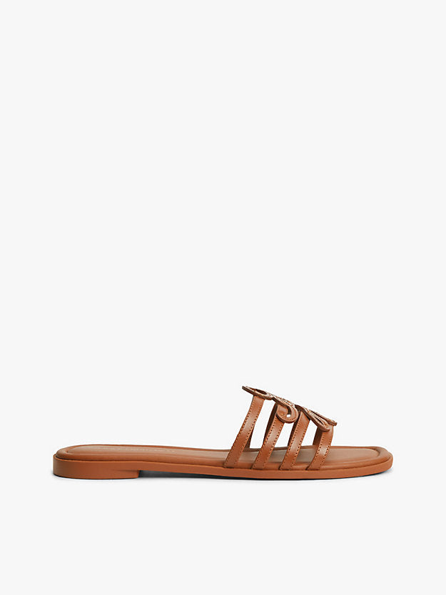 Logo Strap Leather Mules