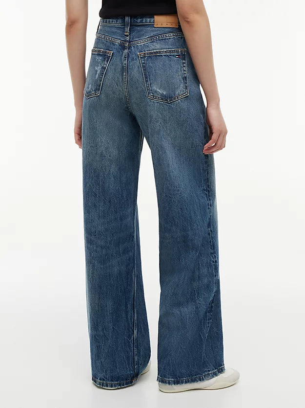 Claire Distressed High Rise Wide Leg Jeans